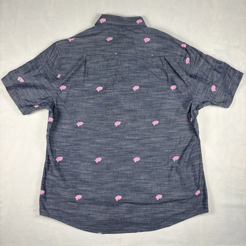 Pink Floyd Sec 119 Button Up Shirt Mens L Pig Print Chambray Short Sleeve Band - Picture 5 of 5
